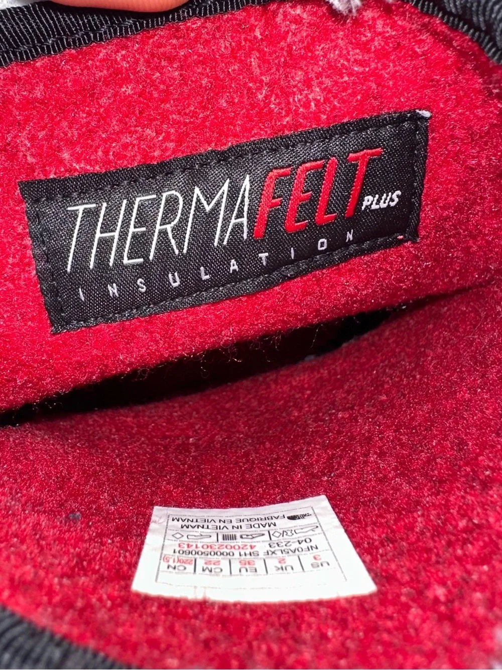 The North Face Red Fleece-Lined Insulated Boot Interior